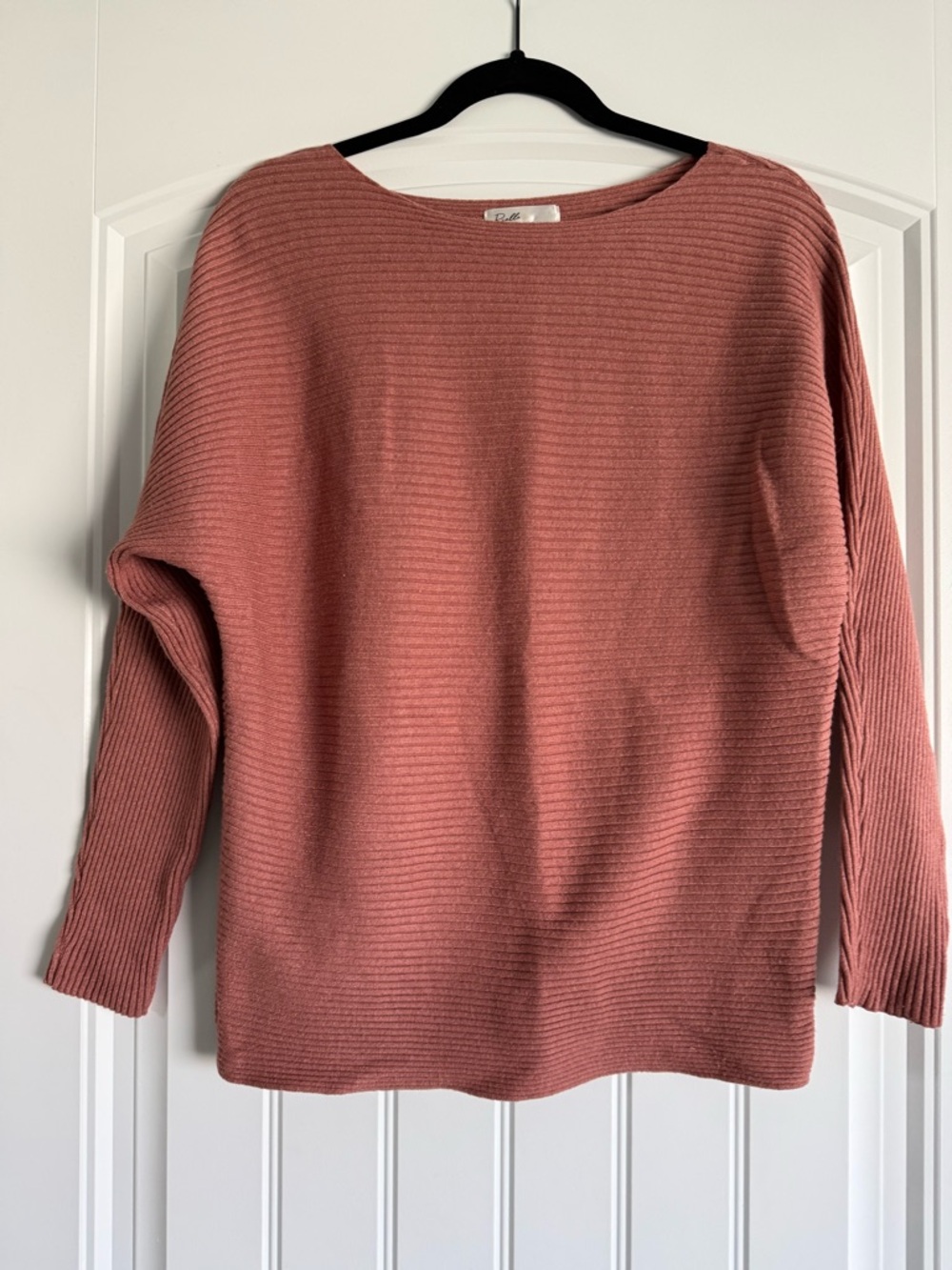 Rielle Ribbed Scoop Neck Sweater in Rosewood - Medium
